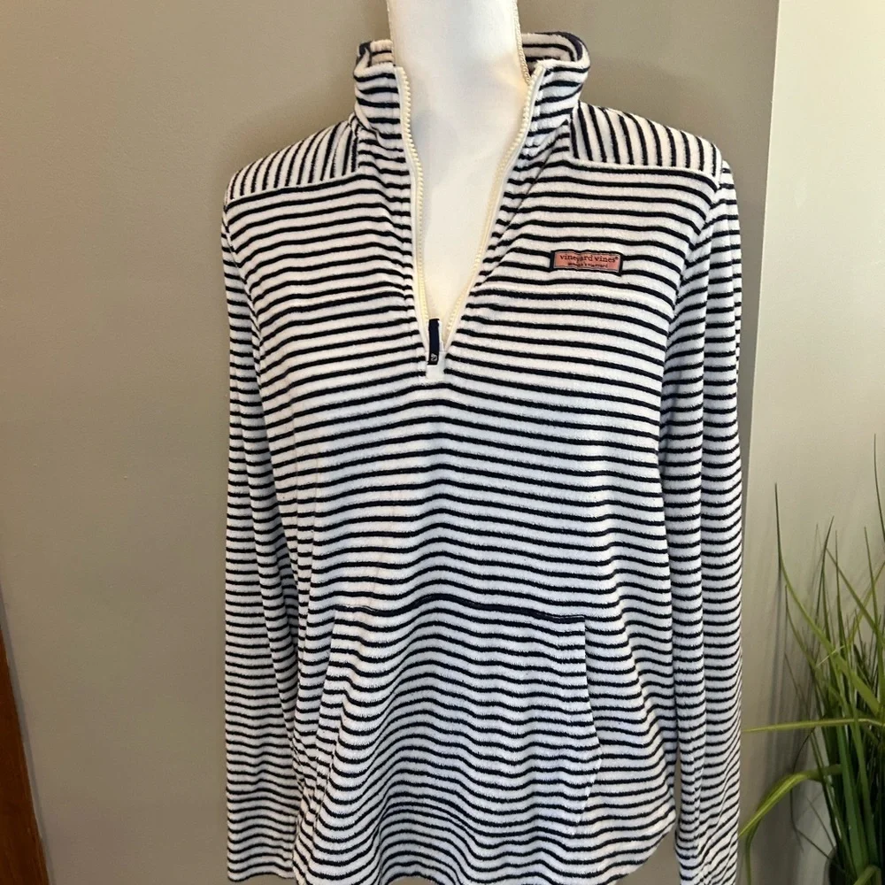 Vineyard Vines Striped Shep Shirt French Terry 1/4 Zip Pullover Women S - Picture 5 of 14